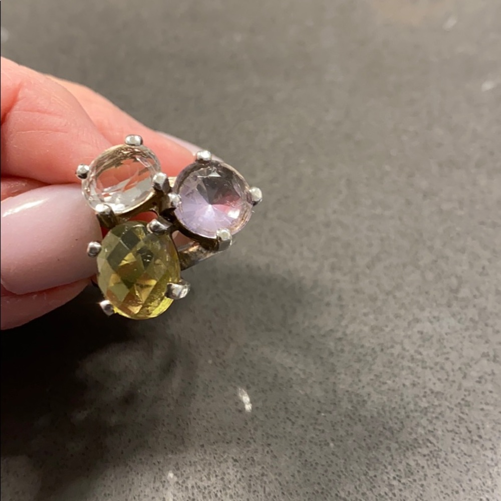 Amethyst,citrine and quartz ring
